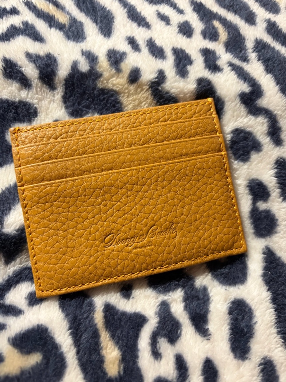 Dooney & Bourke Mustard Pebbled Leather Card Holder